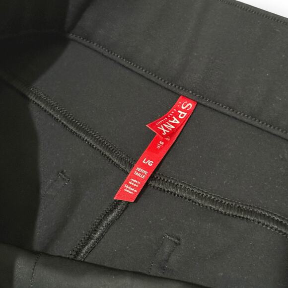 Spanx Black Cropped Flare Ponte High Rise Pants Large Petite Stretch Pull On - Picture 3 of 10